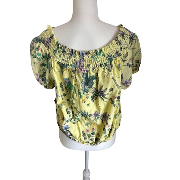 New INC International Concepts Size 1X Plus Womens Yellow Floral Smocked Scoop N - Picture 5 of 9